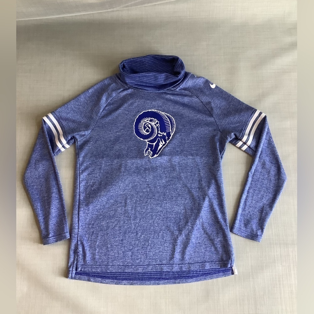 Sm NFL LA Rams dri fit long sleeve cow neck shirt Ram logo with oversized neck - Picture 5 of 13